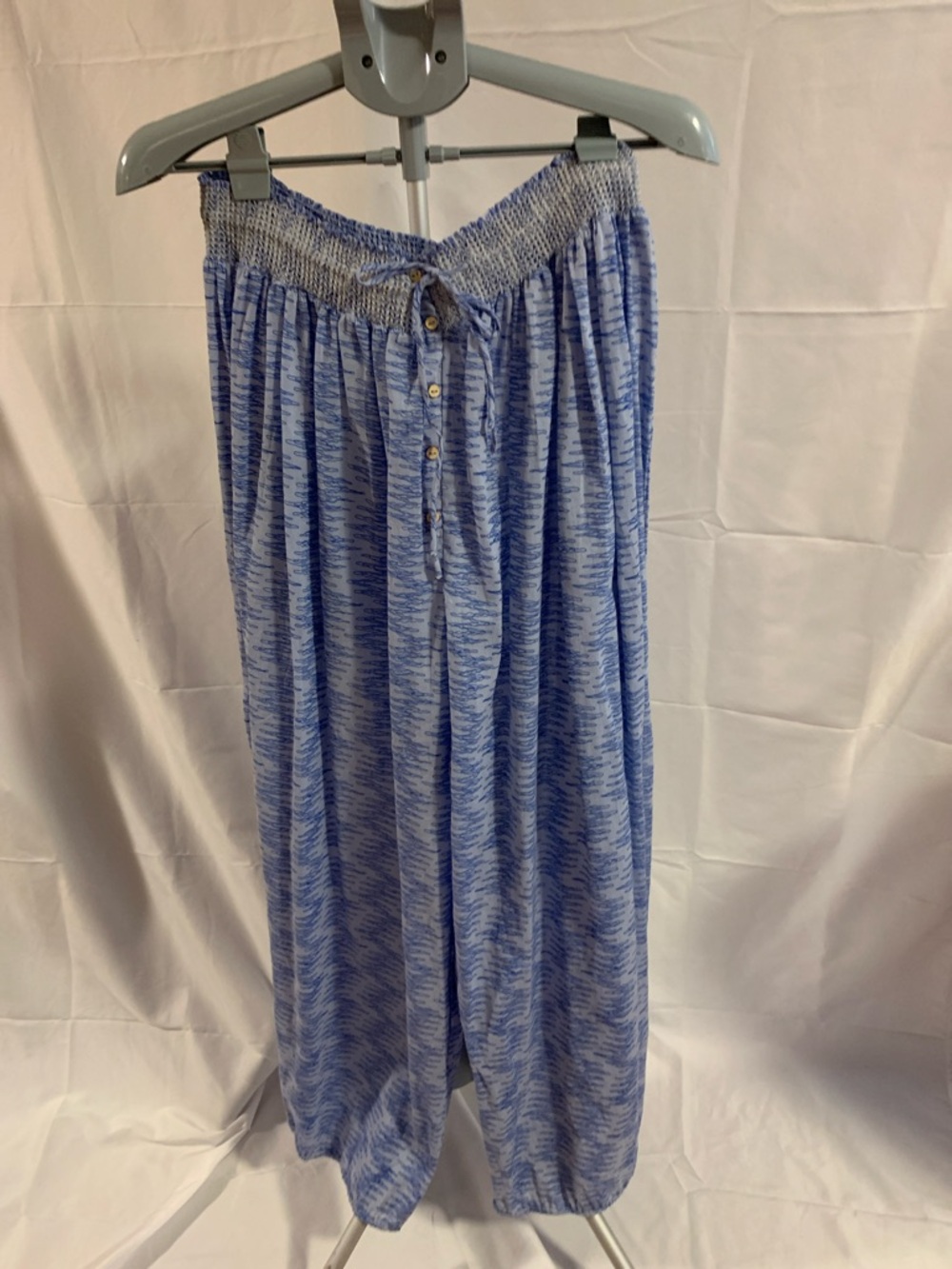 Intimately Free People Pants Wide Leg Cotton Blue and White Size Medium